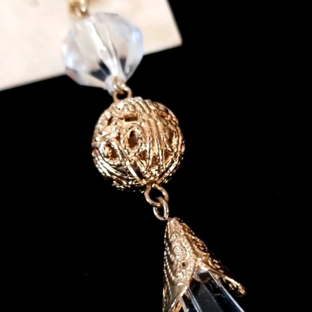 Alexandra Drippy Chandelier Gold Tone Beaded Earrings NWT - Picture 6 of 12